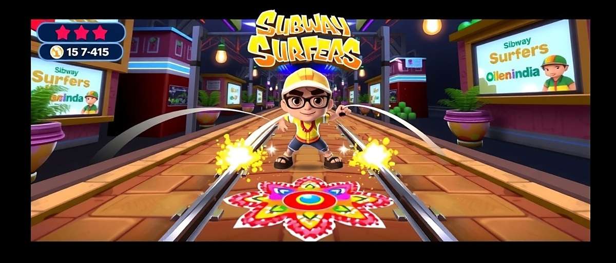 Subway Surfers India Diwali Edition Subway Surfers India Diwali special edition showing character with fireworks and rangoli patterns in Mumbai streets